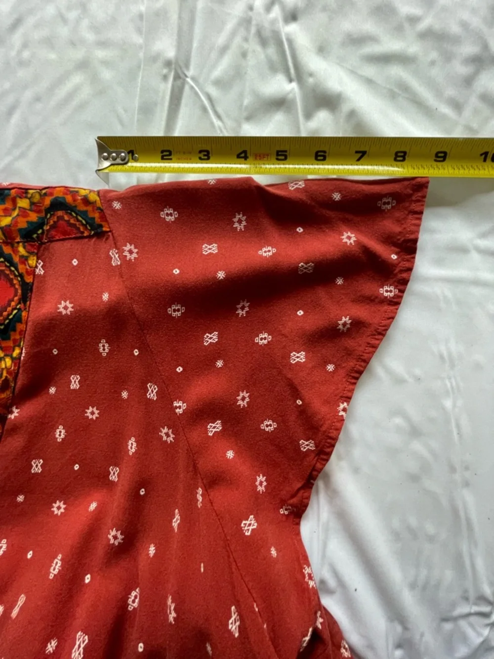 torrid Challis Border Skater Dress Red Abstract Trim V-Neck Mini Dress Size 4X - Picture 13 of 13